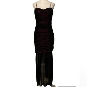 Vintage 90’s M.X.I. Black and hot pink sparkle mesh dress